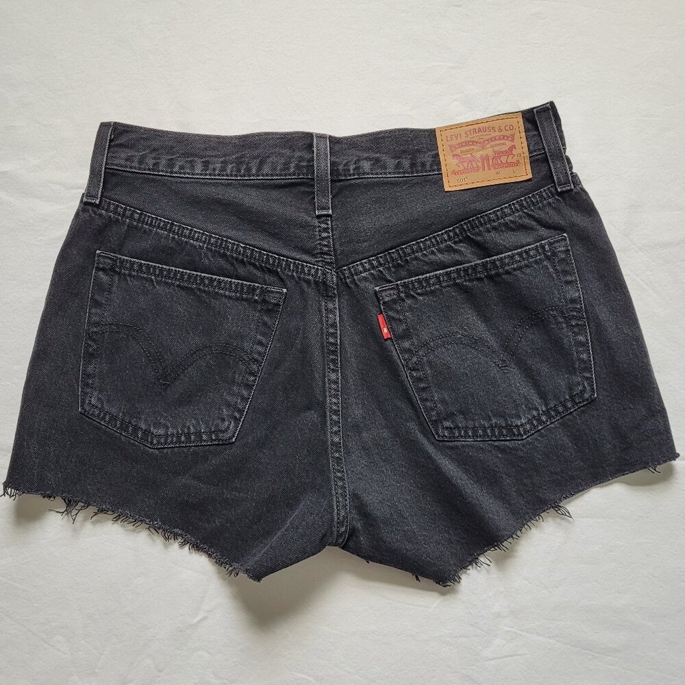 Levis 501 Original Cutoff Shorts Black High Rise Size 28 Button Fly Festival - Picture 9 of 12